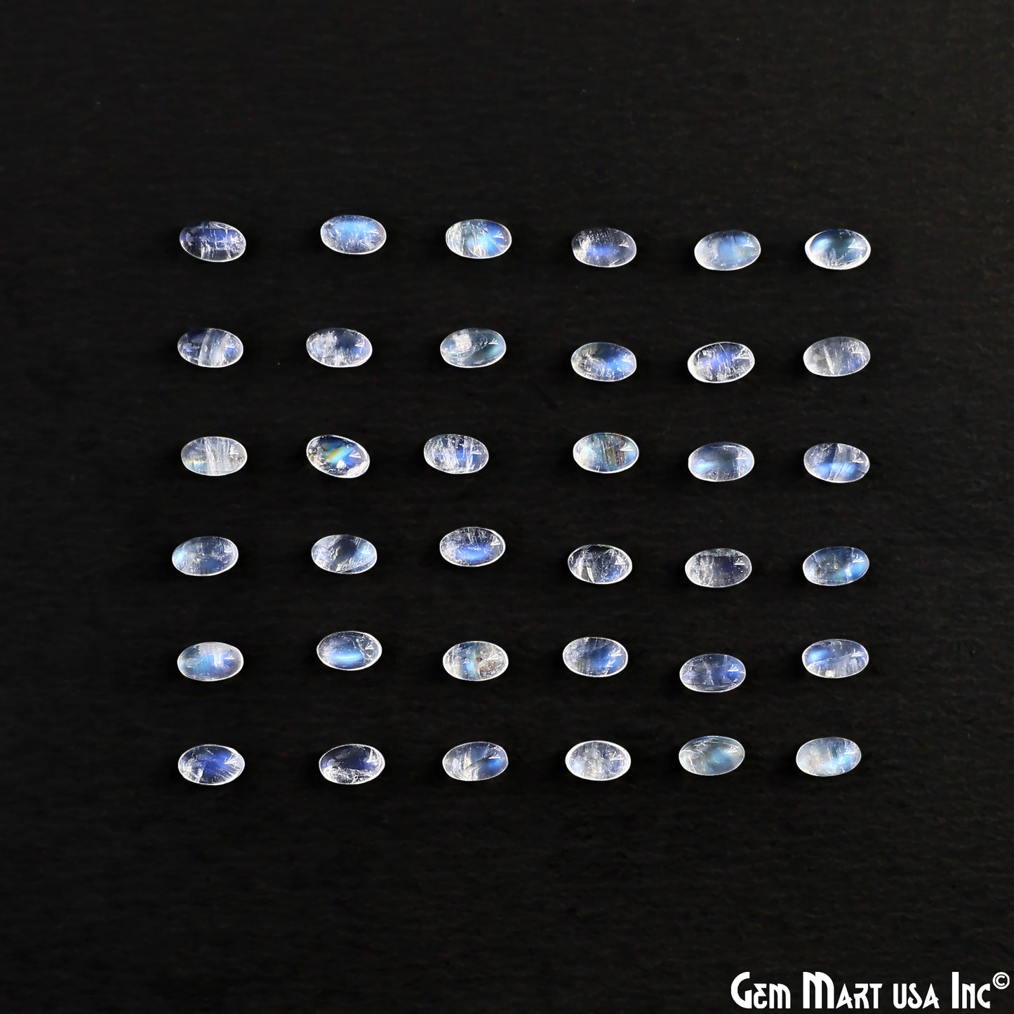 Rainbow Moonstone Wholesale Gemstones, 100% Natural Semi-Precious Gems, Rainbow Cabochons Loose Gems, 3x5mm, Oval, 5 Carats