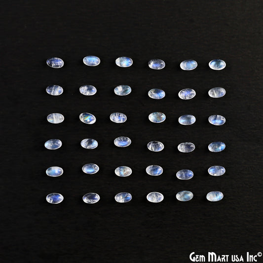 Rainbow Moonstone Wholesale Gemstones, 100% Natural Semi-Precious Gems, Rainbow Cabochons Loose Gems, 3x5mm, Oval, 5 Carats