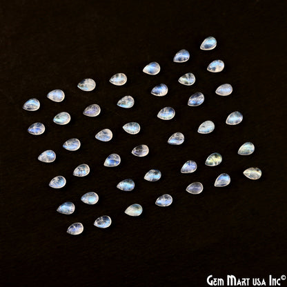 Rainbow Moonstone Pears Cabochon, 6x4mm, 5 Carats, 100% Natural Cabochon Loose Gems, Wholesale Gemstones