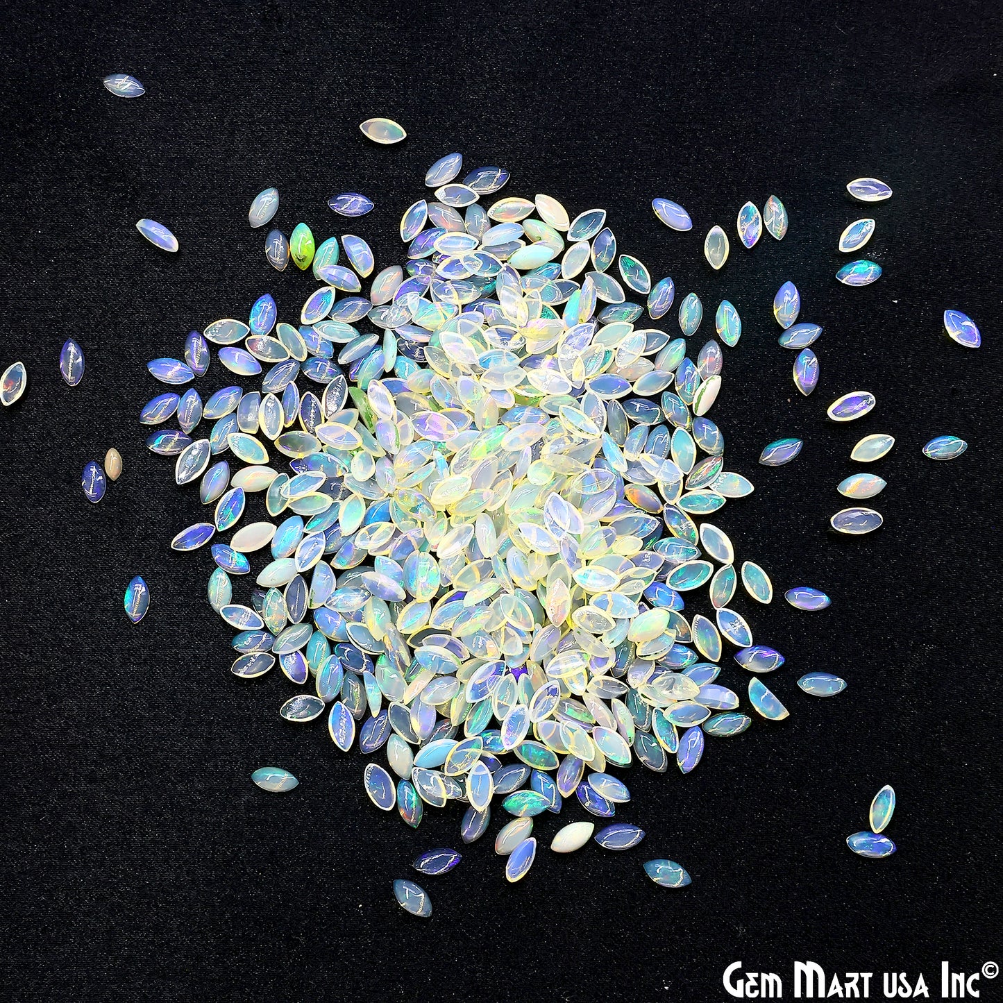 Ethiopian Opal Wholesale Gemstones, 100% Natural Precious Gems, Rainbow Cabochons Loose Gems, 3x6mm, Marquise, 10PC