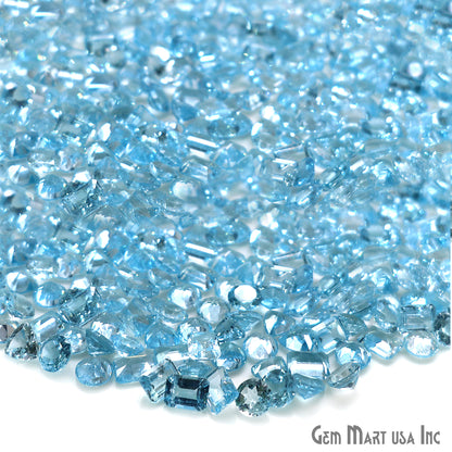 Blue Topaz Wholesale Gemstones, 100% Natural Semi-Precious Gems, Blue Faceted Loose Gems, 4-8mm, Mixed, 50 Carats