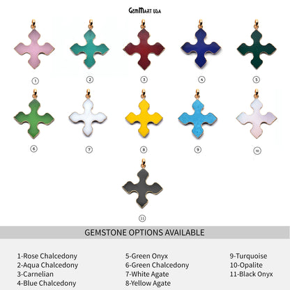 Gold Plated Gemstone 36x32mm Medieval Cross Shape Pendant