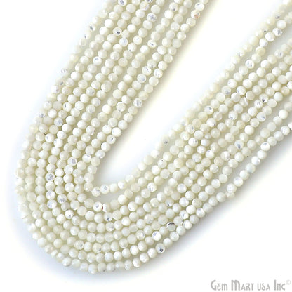 Mother of Freshwater Pearl Rondelle Beads, 12-13 Inch Gemstone Strands, Drilled Strung Nugget Beads, Faceted Round, 2-2.5mm