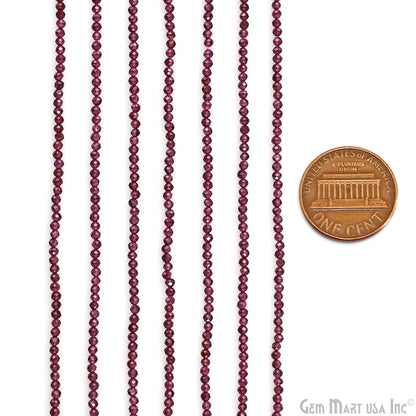 Rhodolite Rondelle Beads, 12-13 Inch Gemstone Strands, Drilled Strung Nugget Beads, Faceted Round, 2-2.5mm