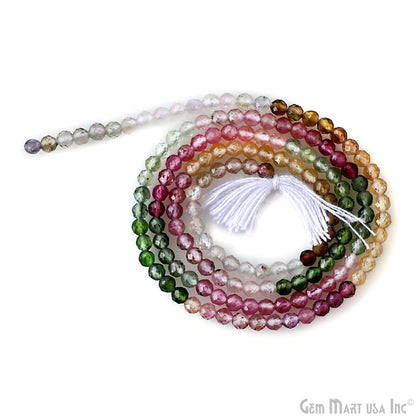 Multi Tourmaline Rondelle Beads, 12-13 Inch Gemstone Strands, Drilled Strung Nugget Beads, Faceted Round, 2-2.5mm