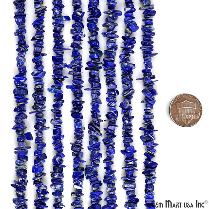 Lapis Chip Beads, 34 Inch, Natural Chip Strands, Drilled Strung Nugget Beads, 3-7mm, Polished, GemMartUSA (CHLP-70001)