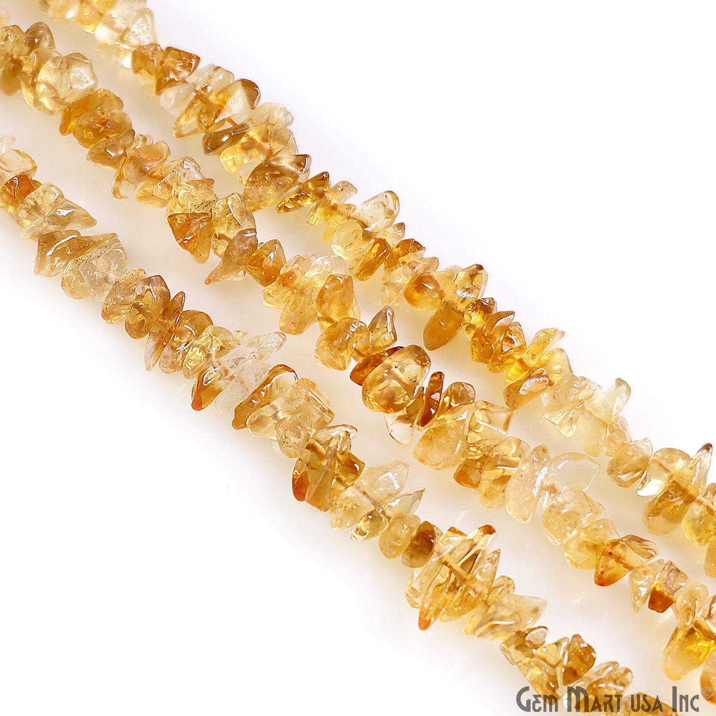 Citrine Chip Beads, 34 Inch, Natural Chip Strands, Drilled Strung Nugget Beads, 3-7mm, Polished, GemmartUSA (CHCI-70001)