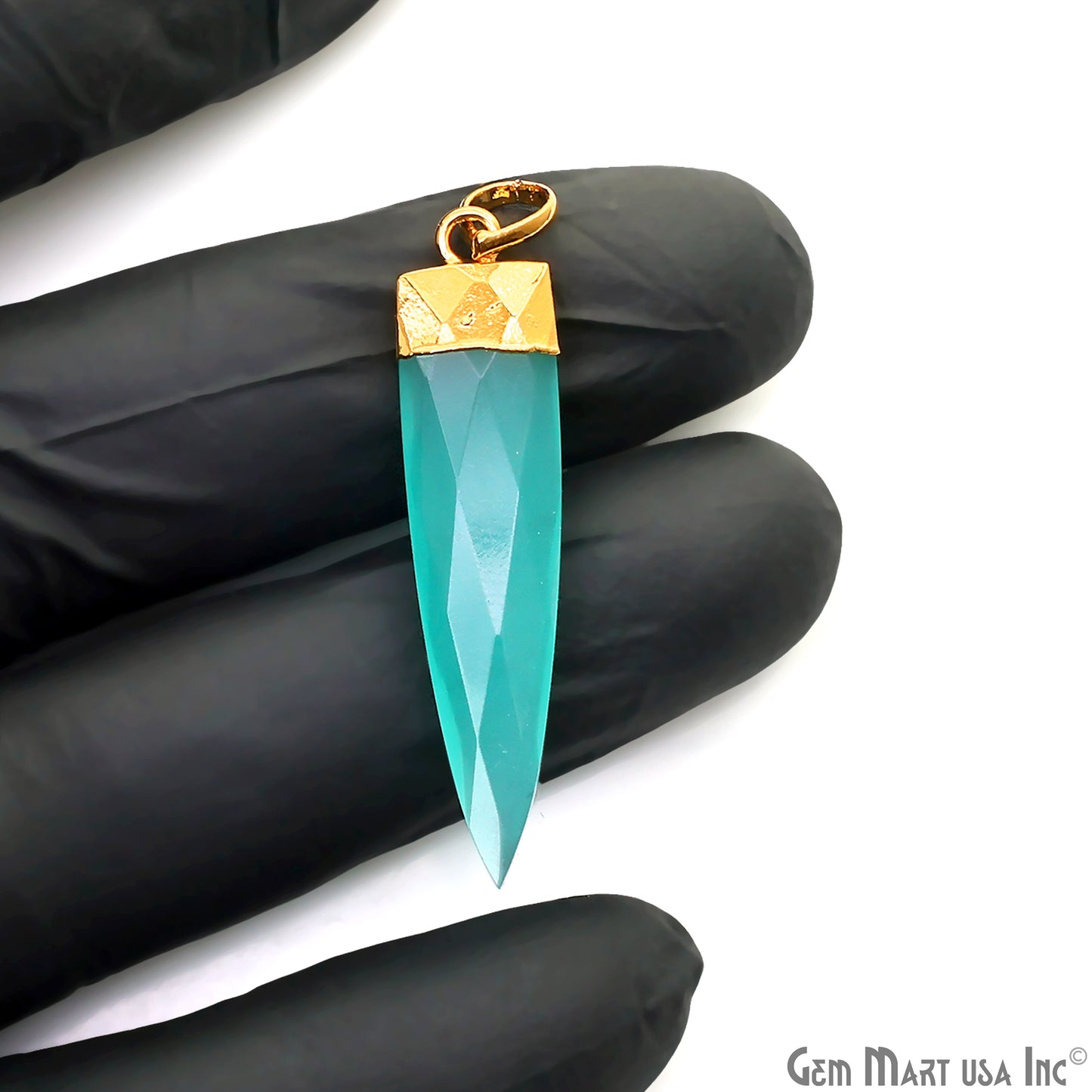 Gemstone 47x10mm Triangle Shape Gold Plated Single Bail Pendant Connector