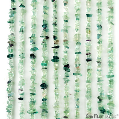 Fluorite Chip Beads, 34 Inch, Natural Chip Strands, Drilled Strung Nugget Beads, 3-7mm, Polished, GemMartUSA (CHFL-70001)