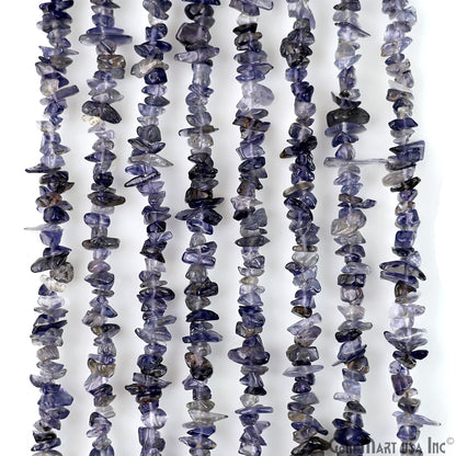 Iolite Chip Beads, 34 Inch, Natural Chip Strands, Drilled Strung Nugget Beads, 3-7mm, Polished, GemMartUSA (CHIO-70001)