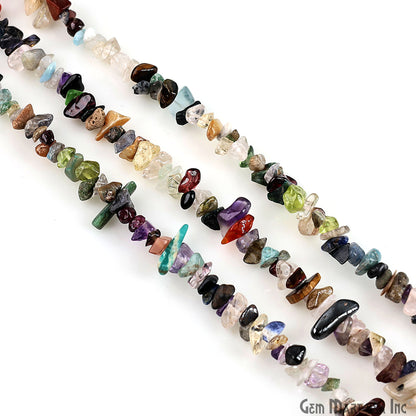 Multicolor Chip Beads, 34 Inch, Natural Chip Strands, Drilled Strung Nugget Beads, 3-7mm, Polished, GemMartUSA (CHMX-70001)