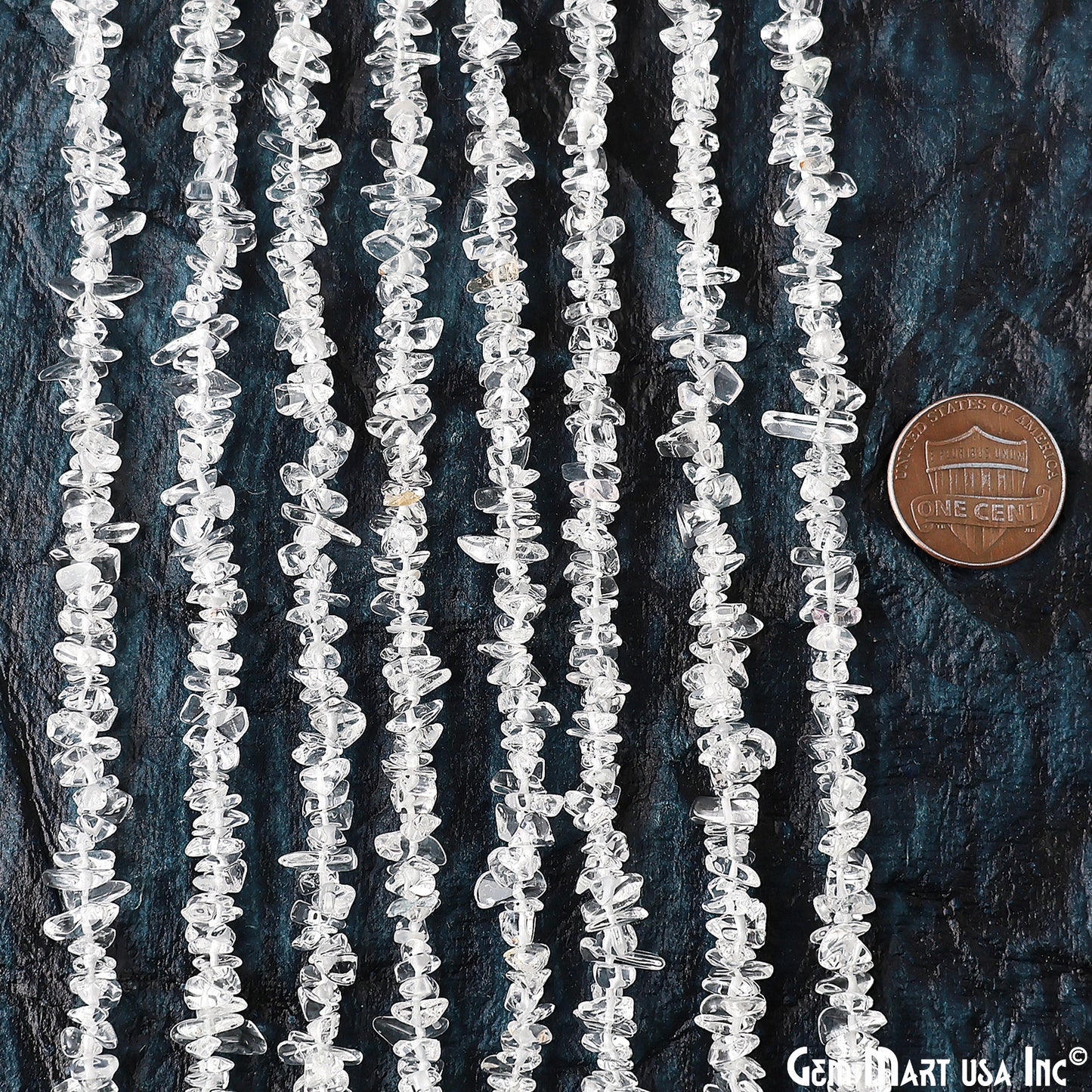 Crystal Chip Beads, 34 Inch, Natural Chip Strands, Drilled Strung Nugget Beads, 7-10mm, Polished, GemmartUSA (CHCY-70001)