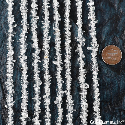 Crystal Chip Beads, 34 Inch, Natural Chip Strands, Drilled Strung Nugget Beads, 7-10mm, Polished, GemmartUSA (CHCY-70001)
