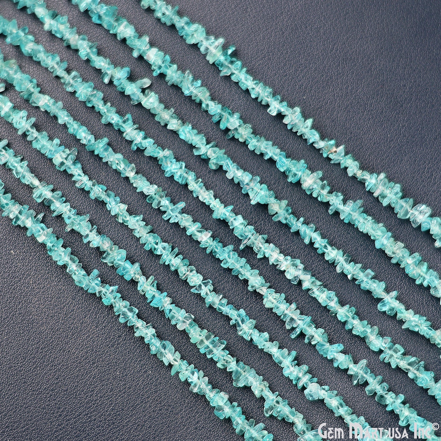 Apatite Chip Beads, 34 Inch, Natural Chip Strands, Drilled Strung Nugget Beads, 3-7mm, Polished, GemMartUSA (CHAP-70001)