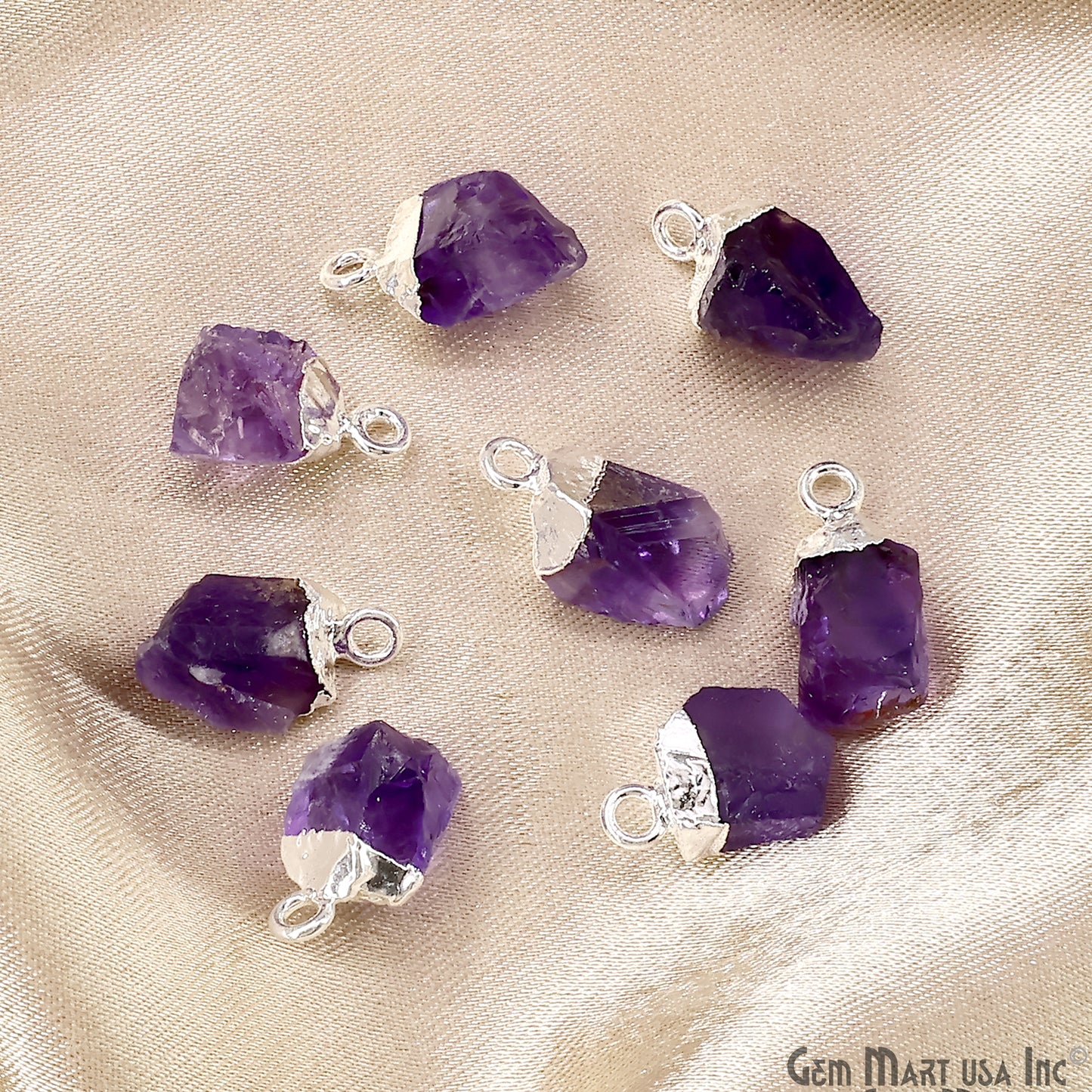 Rough Amethyst Gemstone Silver Electroplated Single Bail Connector