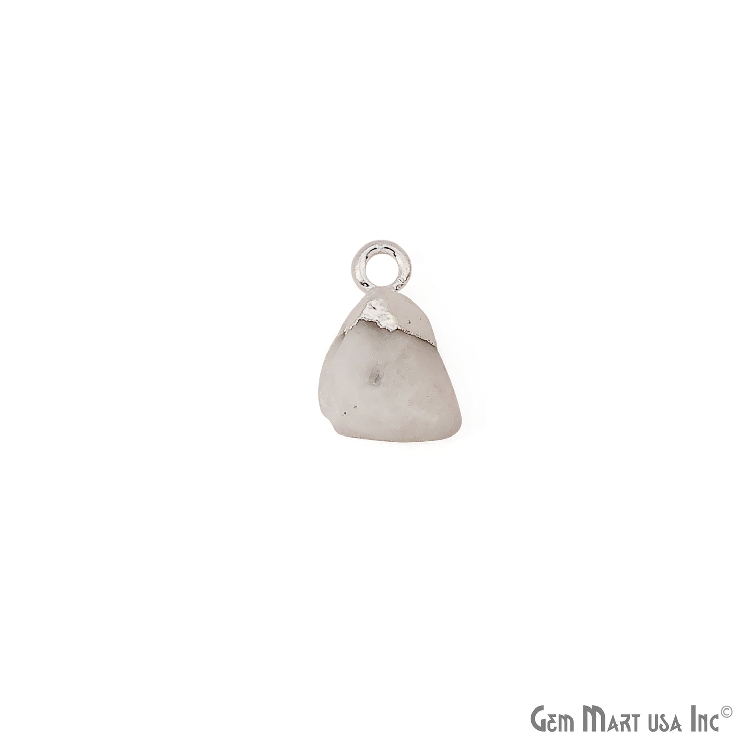 Rough Rainbow Moonstone Gemstone Organic Silver Edged Single Bail Connector