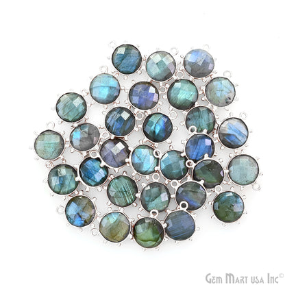 Round 17x15mm Design Bezel Silver Plated Single Bail Gemstone Connector