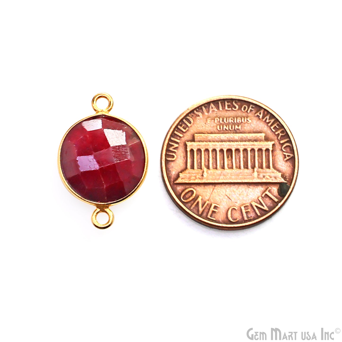 Round 12mm Double Bail Gold Plated Gemstone Bezel Connector