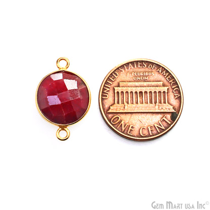 Round 12mm Double Bail Gold Plated Gemstone Bezel Connector