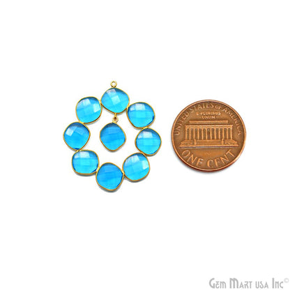 Blue Topaz 52x45mm Gold Plated Bezel Earring Connector Component