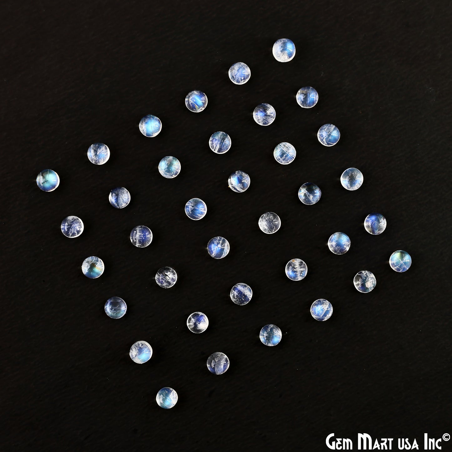 Rainbow Moonstone Wholesale Gemstones, 100% Natural Semi-Precious Gems, Rainbow Cabochons Loose Gems, 5mm, Round, 5 Carats