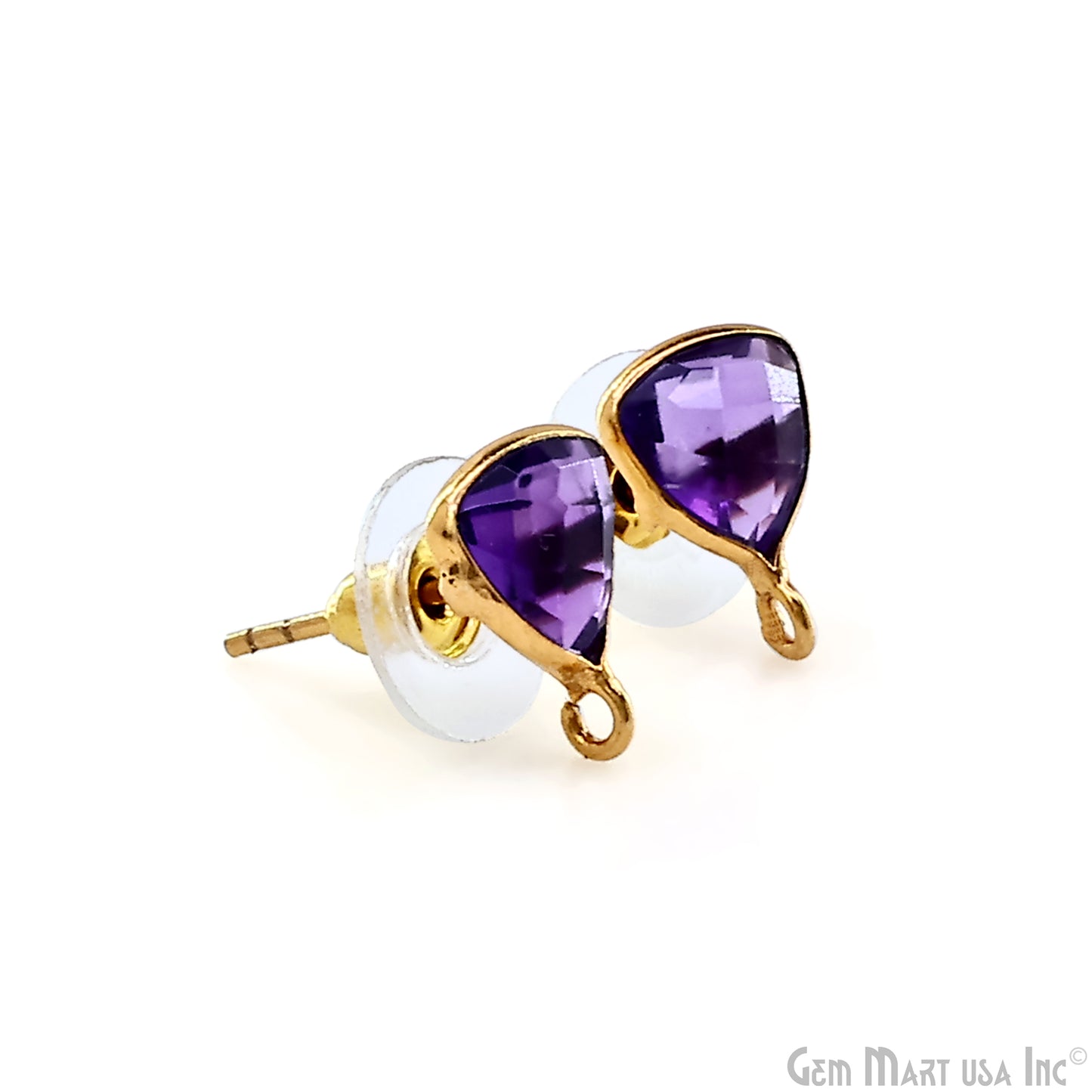 DIY Trillion 8mm Gold Bail Gemstone stud Earring