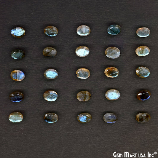 Labradorite Wholesale Gemstones, 100% Natural Semi-Precious Gems, Blue Flash Faceted Loose Gems, 7x9mm, Oval, 4PC Lot