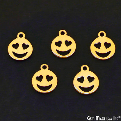 Emoji Shape Laser Finding Gold Plated 14.8x12mm Charm For Bracelets & Pendants