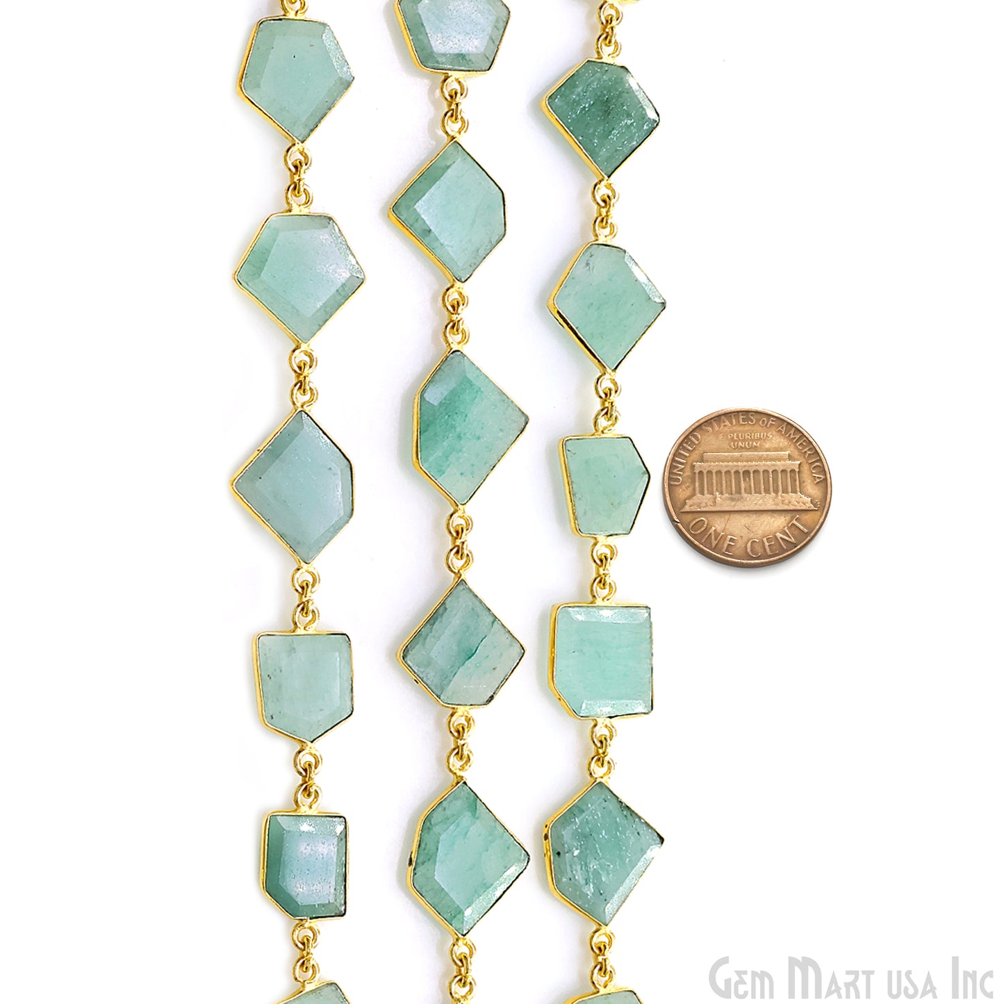Aventurine 15mm Up Faceted Free Form Gold Plated Bezel Connector Link Chain