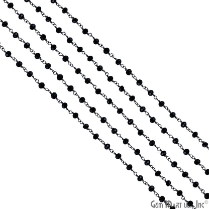 Black Spinel Oxidized Wire Wrapped Beads Rosary Chain