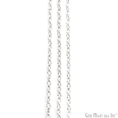 Finding Chain 6x4mm Silver Plated Station Rosary Chain