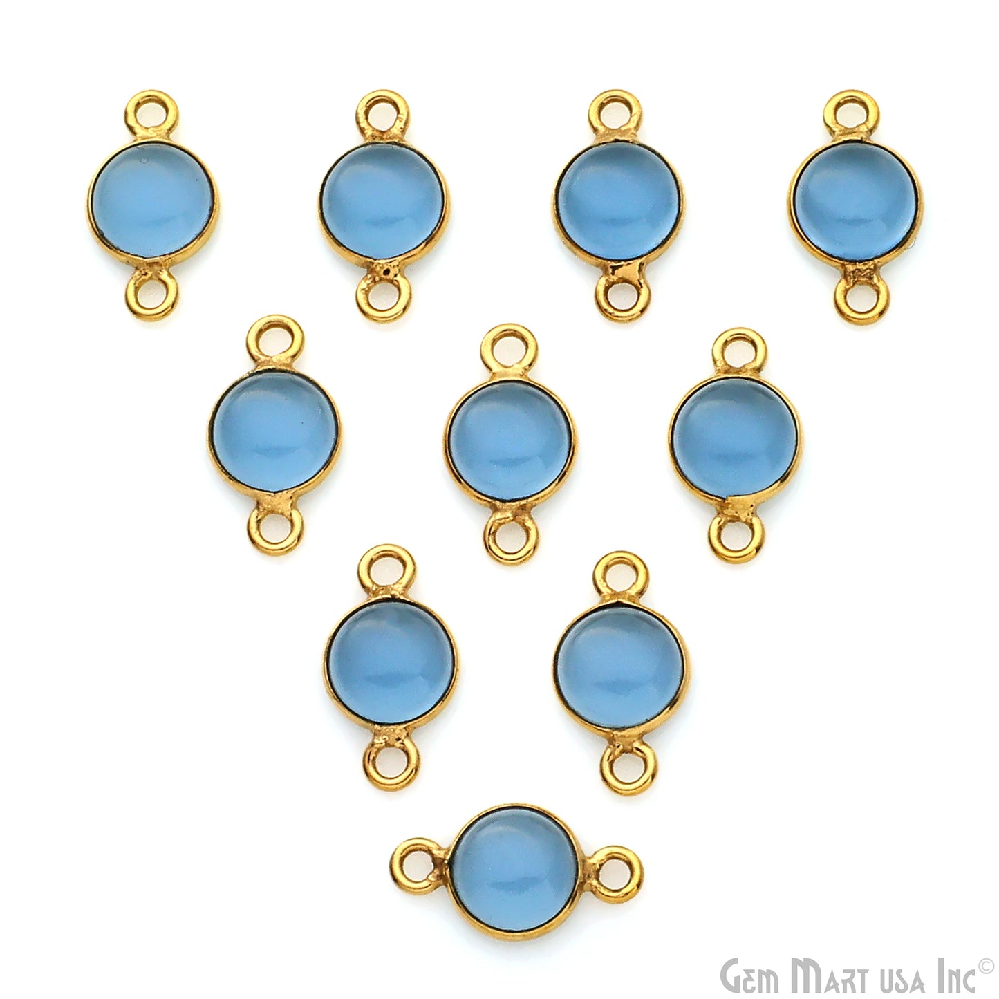 Cabochon 7mm Round Gold Plated Double Bail Gemstone Connector