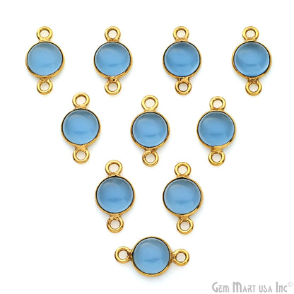 Cabochon 7mm Round Gold Plated Double Bail Gemstone Connector