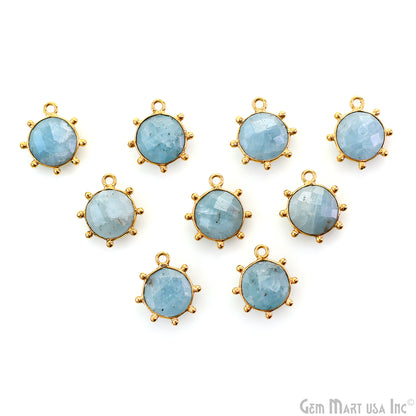 Round 15x13mm Design Bezel Gold Plated Single Bail Gemstone Connector