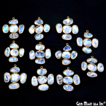 Rainbow Moonstone Gold Plated 34x32mm Dangle Finding Component Earring Enhancer