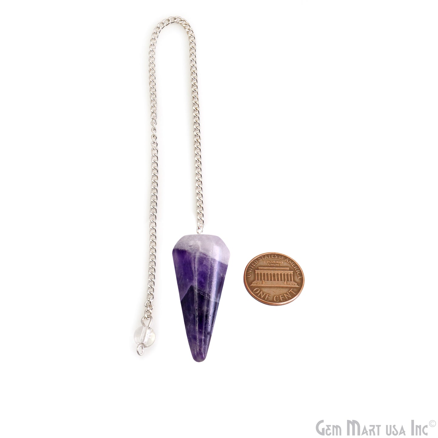 Smooth Pendulum, Healing Pendant, Dowsing Pointed Pendulum Pendant, Silver Plated Chain, faceted dowser pendulum 44X16MM