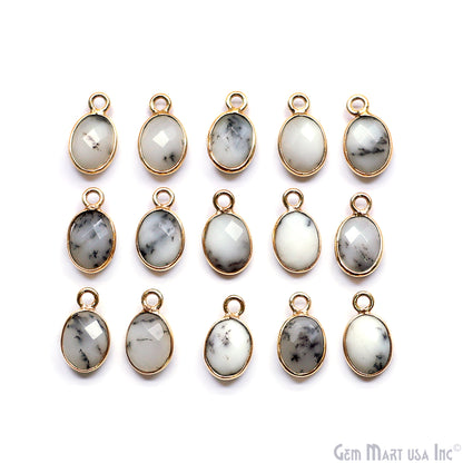 Oval 6x8mm Gold Bezel Single Bail Gemstone Connector