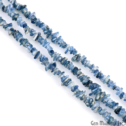 Kyanite Chip Beads, 34 Inch, Natural Chip Strands, Drilled Strung Nugget Beads, 3-7mm, Polished, GemMartUSA (CHKY-70001)