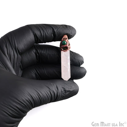 Rose Quartz with Malachite Polymer Clay Crystal Pendant, Dowsing Clay Single Bail Pendant