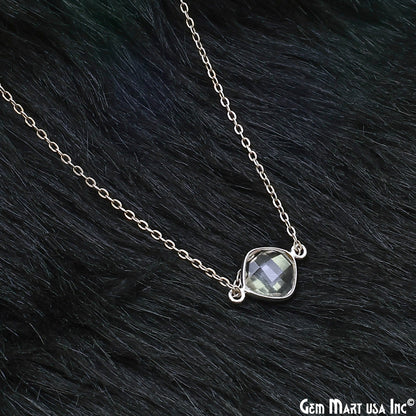 Cushion 10mm Double Bail Silver Bezel Gemstone Connector