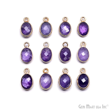 Oval 6x8mm Gold Bezel Single Bail Gemstone Connector