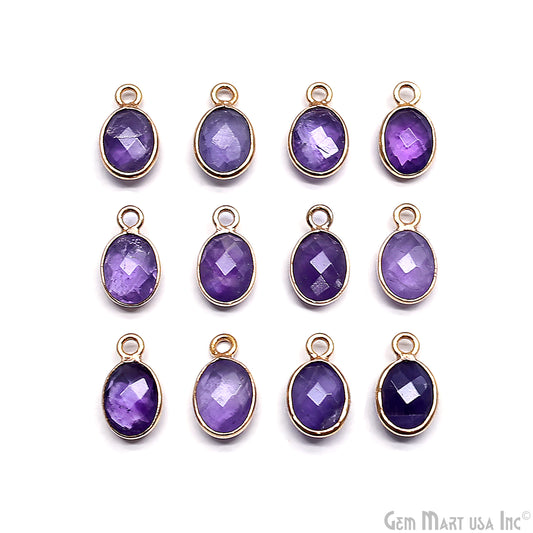 Oval 6x8mm Gold Bezel Single Bail Gemstone Connector