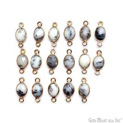 Oval 6x8mm Gold Plated Bezel Double Bail Gemstone Connector