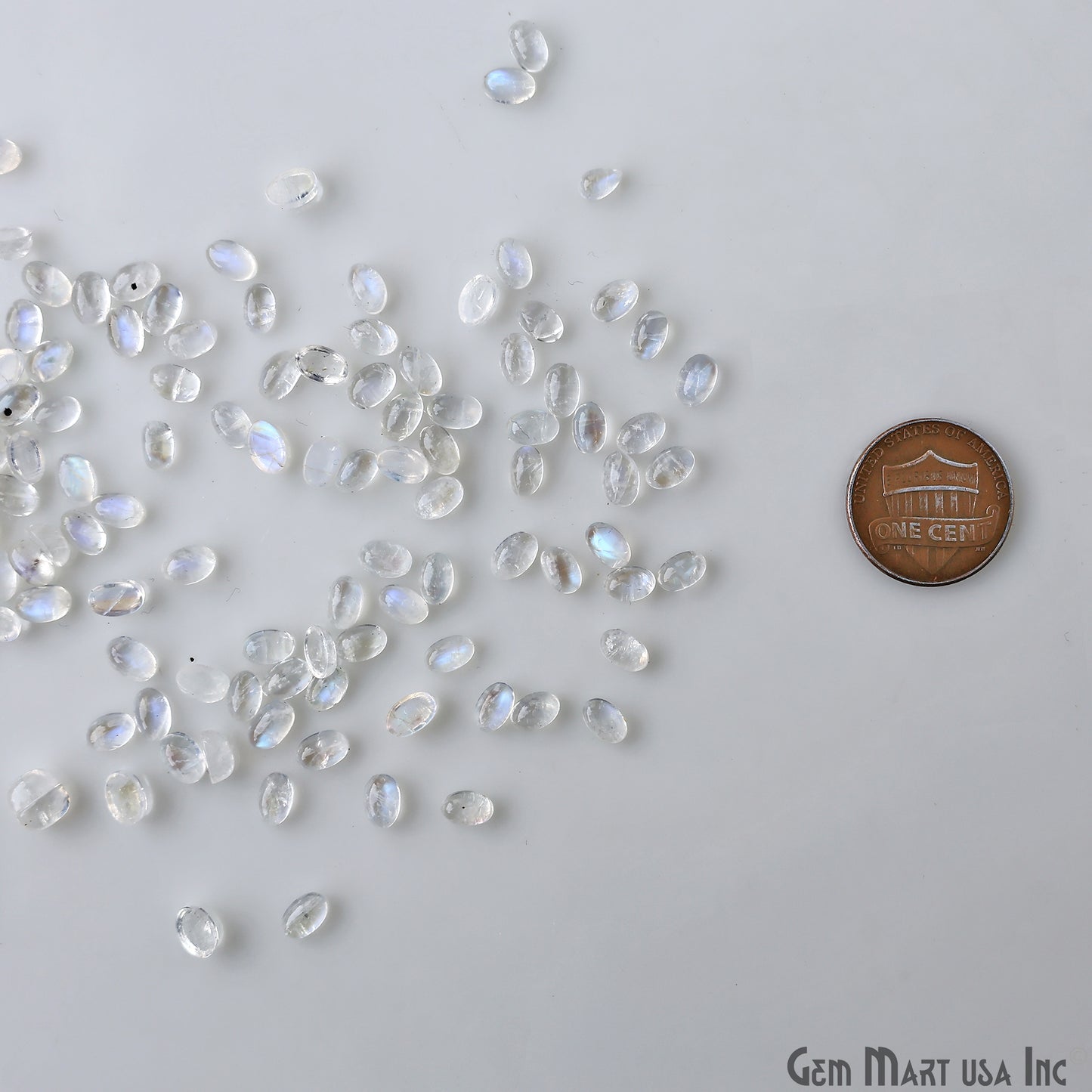 Rainbow Moonstone Wholesale Gemstones, 100% Natural Semi-Precious Gems, Rainbow Cabochons Loose Gems, 6x4mm, Oval, 5 Carats