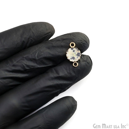 Round 10mm Double Bail Zig Zag Gold Edged Gemstone Connector (Pick Stone & Lot Size)