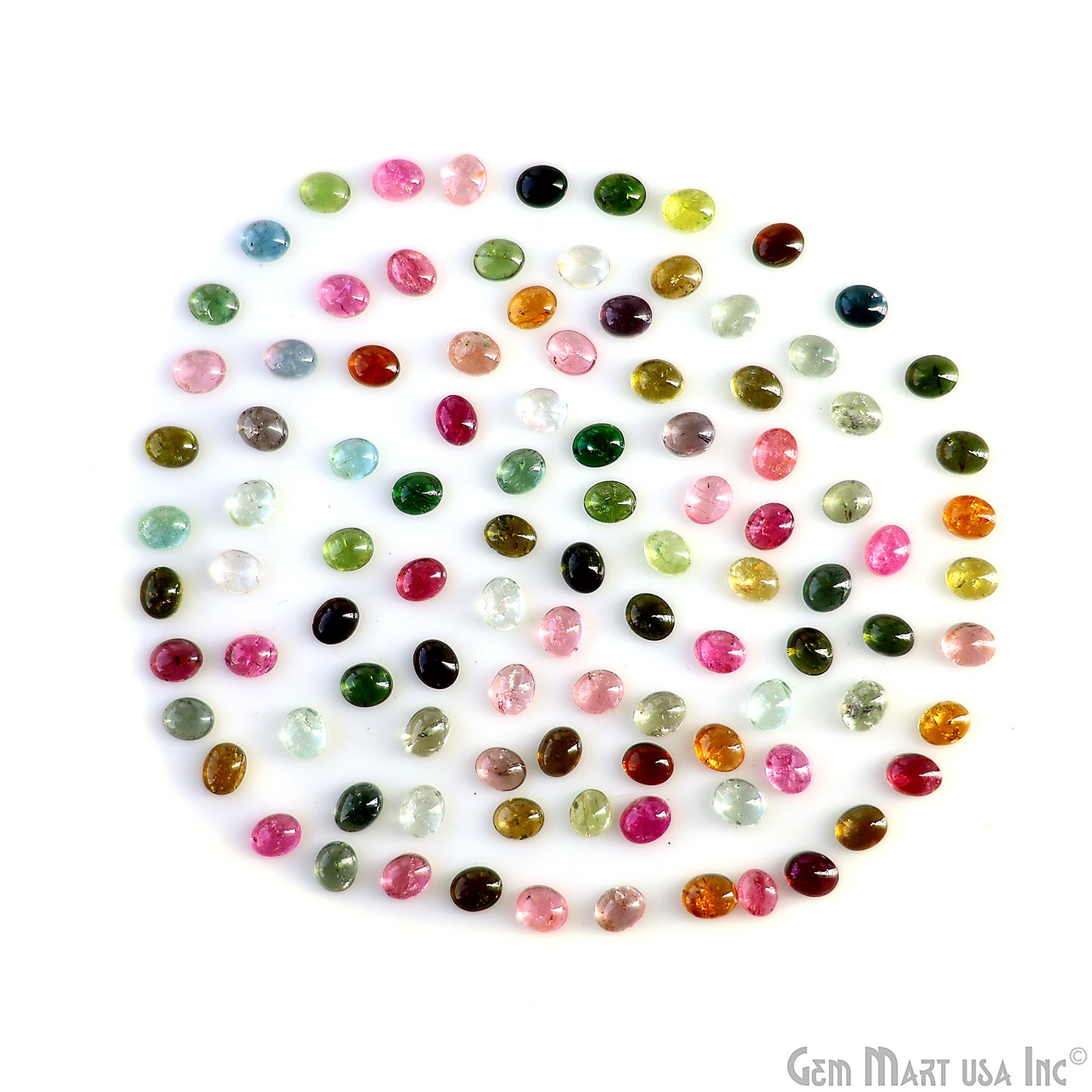 Multi Tourmaline Wholesale Gemstones, 100% Natural Semi-Precious Gems, Multi Color Cabochons Loose Gems, 5x6mm, Oval, 5 Carats