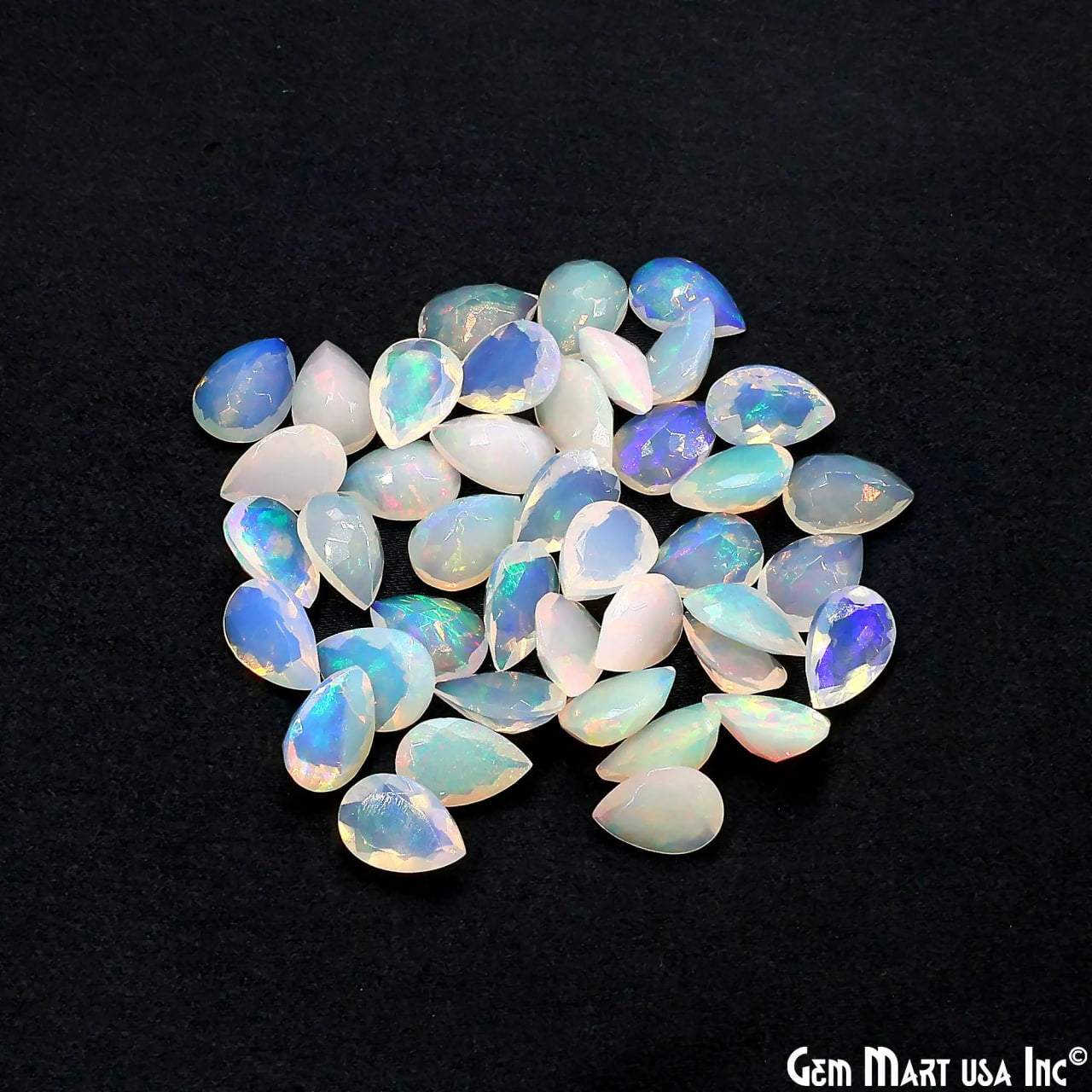 Ethiopian Opal Wholesale Gemstones, 100% Natural Precious Gems, Rainbow Faceted Loose Gems, 6x9mm, Pears, 4PC