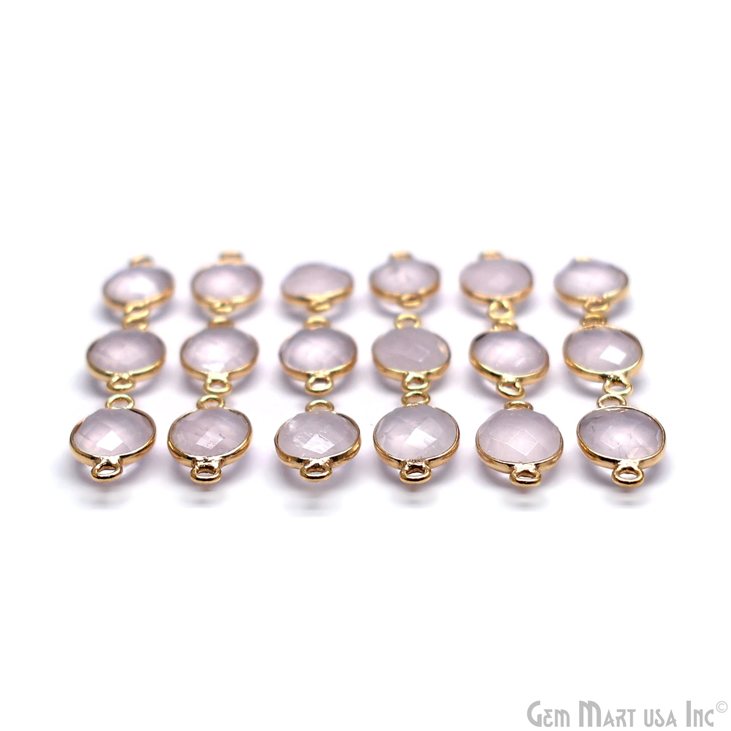 Oval 8x10mm Gold Bezel Double Bail Gemstone Connector