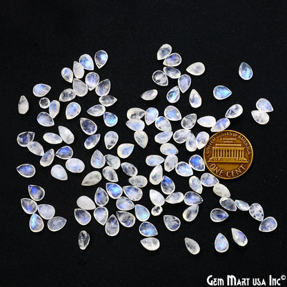 Rainbow Moonstone Wholesale Gemstones, 100% Natural Semi-Precious Gems, Rainbow Cabochons Loose Gems, 7x5mm, Pears, 10PC