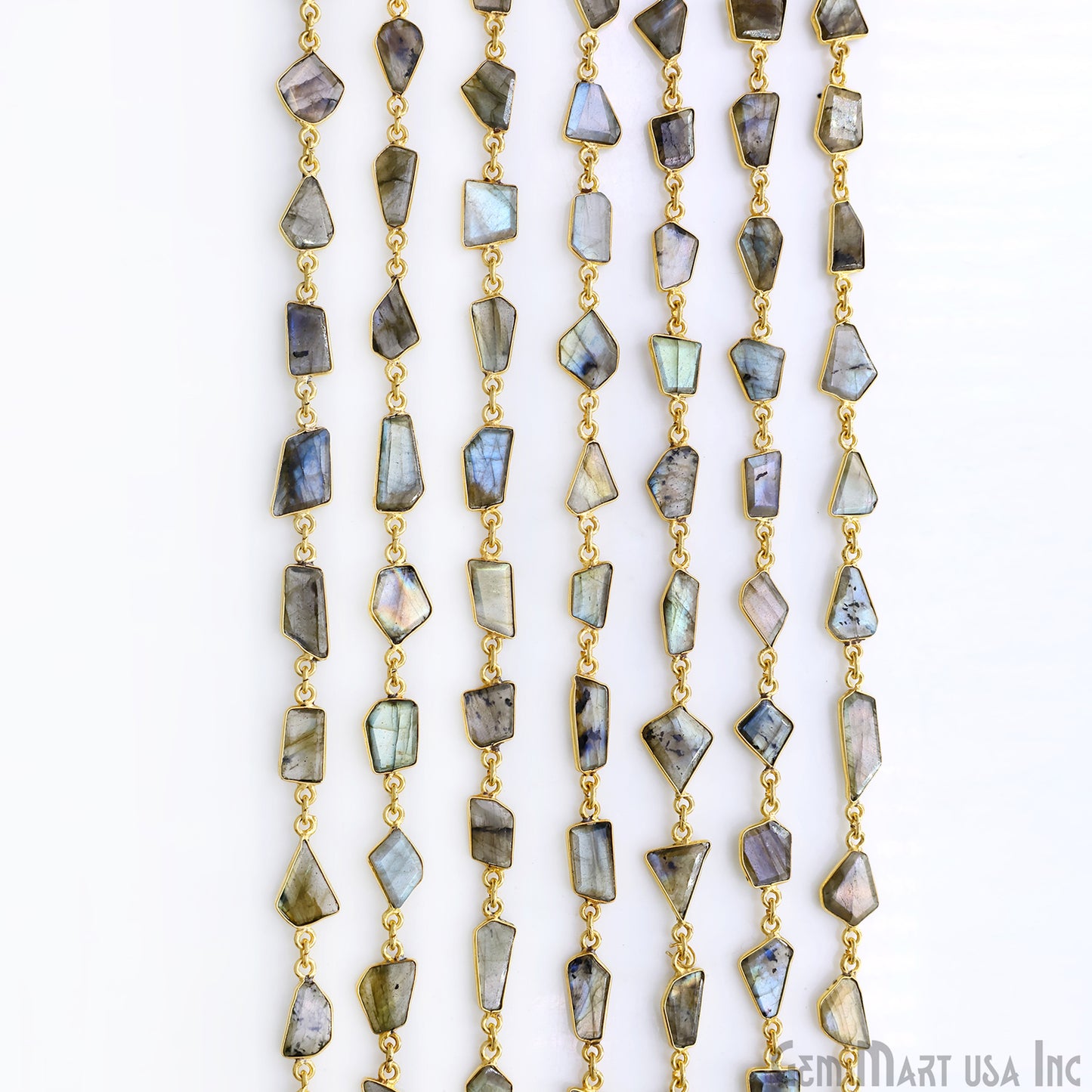 Labradorite 10mm Faceted Free Form Gold Plated Bezel Connector Link Chain